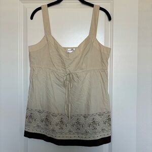 Ann Taylor Loft Cream Beaded Border Dress Tank 10